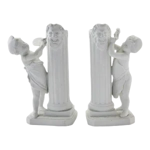 Sevres Style Bisque Porcelain Decorative Figural Pair Vases