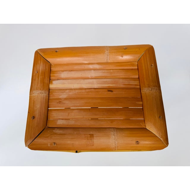 Tan Vintage Bamboo Plant Stand Side Table Boho 20" For Sale - Image 8 of 11