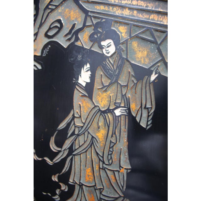 Japanese Vintage Six-Paneled Double-Sided Japanese Room Divider Screen For Sale - Image 3 of 18