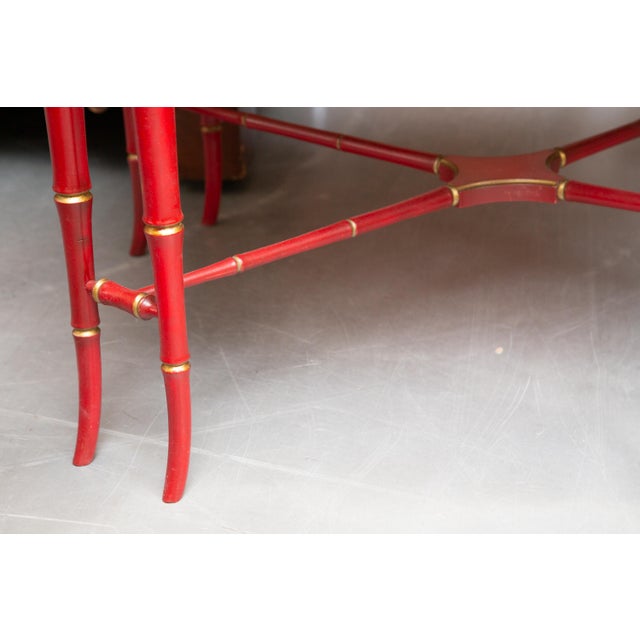 English Tole Red Serving Tray on a Later Stand For Sale In West Palm - Image 6 of 10