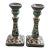 Vintage MCM Floral Hand Painted Portugal Candlesticks -Pair For Sale