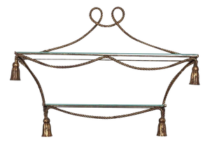 Mid-Century Italian Gilt Iron Rope & Tassle Wall Shelves, 1960s
