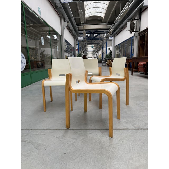 Wood Vintage Nordic Lacquered Wooden Chairs, 1970s, Set of 4 For Sale - Image 7 of 11