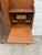 Brown Antique Victorian Art Nouveau Oak Combination Secretary Desk and Curved Glass Bookcase With Ornate Carved Details For Sale - Image 8 of 12