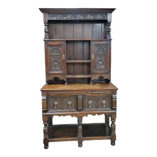 Late 19th Century Oak Carved Dresser & Rack For Sale