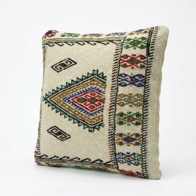 Mid-Century Modern Turkish Kilim Pillow Cover 13'' X 14'' For Sale - Image 3 of 4