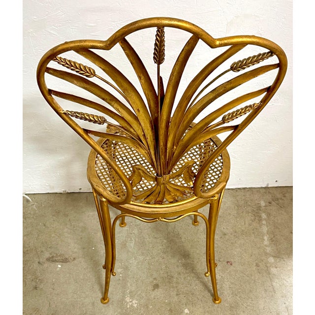 Metal Pair of Italian Hollywood Regency Wheat Sheaf Chairs, by S. Salvadori For Sale - Image 7 of 9