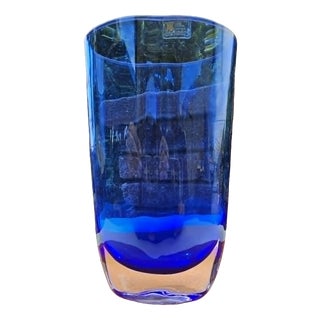 Vintage Cobalt Blue Glass Vase, Magnor Norway, 1960s For Sale
