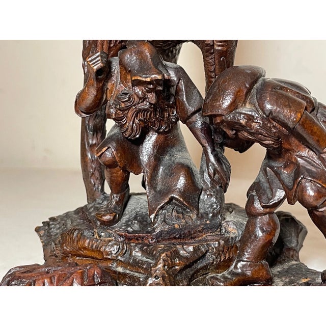 Antique German Black Forest Wood Gnome Sculpture Statue Candle Holder Figure For Sale - Image 13 of 15