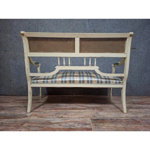 Louis XVI Style Bench in Wood and Fabric For Sale - Image 9 of 10