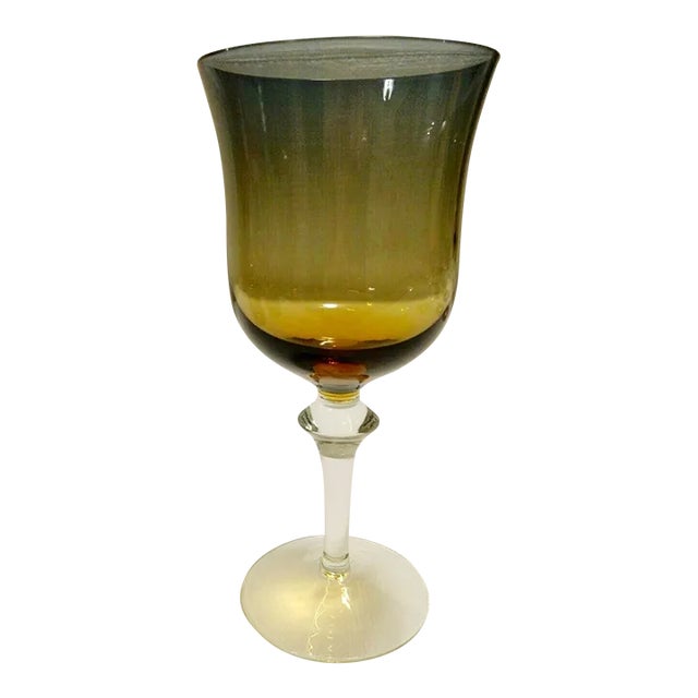 1980s Denby Aurora Blue & Amber Stemware Wine Glass For Sale