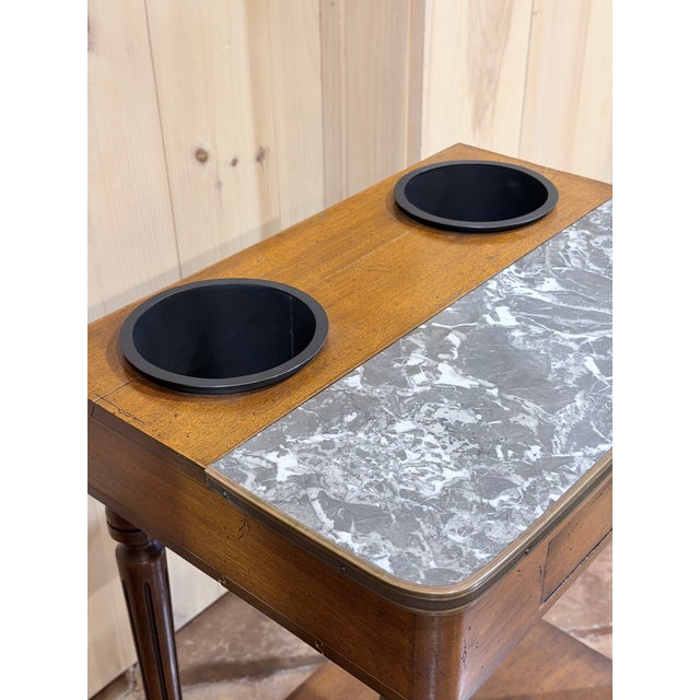 Antique Louis XVI Style Mahogany Rafraichissoir Side Table With Marble Top For Sale - Image 4 of 9
