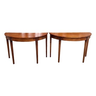 Pair of George III Demi Lune Console Tables For Sale