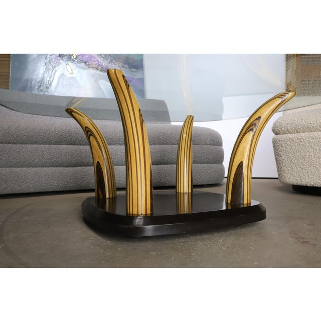 Transparent Henredon Wood Tusk Cocktail Table with Glass Top For Sale - Image 8 of 12