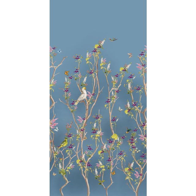 Trailing Garden Chinoiserie a & B Rolls- In Blue by Fynchie For Sale