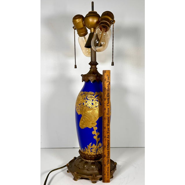 190s Rosenthal Cobalt Gilded Fish Table Lamp by M. Robisch For Sale - Image 16 of 18