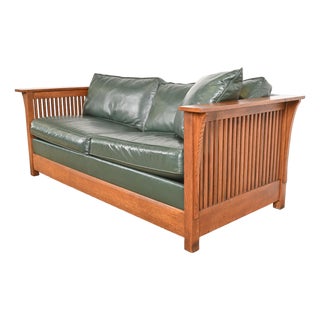 Stickley Mission Oak Arts and Crafts Spindle Sleeper Sofa For Sale