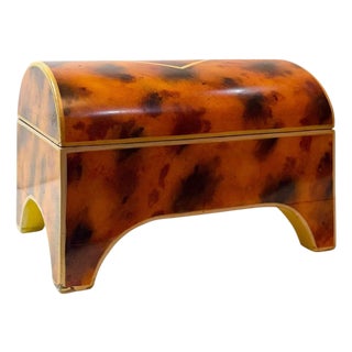 Vintage Maitland Smith Faux Tortoiseshell and Brass Decorative Box For Sale