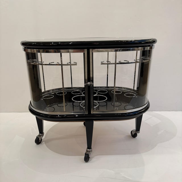 Mid-20th Century Modernist Ebonized Bar Cart For Sale - Image 11 of 16