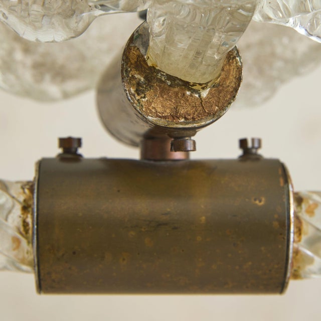 Transparent 1940s Italian Murano Glass Leaf Basket Pendant Attributed to Barovier & Toso For Sale - Image 8 of 11