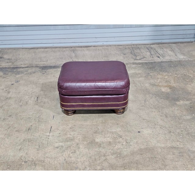 Late 20th Century Hancock & Moore Burgundy Leather Club Chair Arm Chair W Match Ottoman Made in the Usa For Sale - Image 9 of 14
