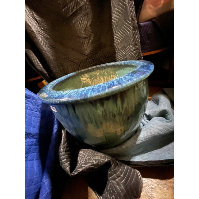 Vintage Handpainted Glazed Large Ceramic Planter For Sale - Image 12 of 12