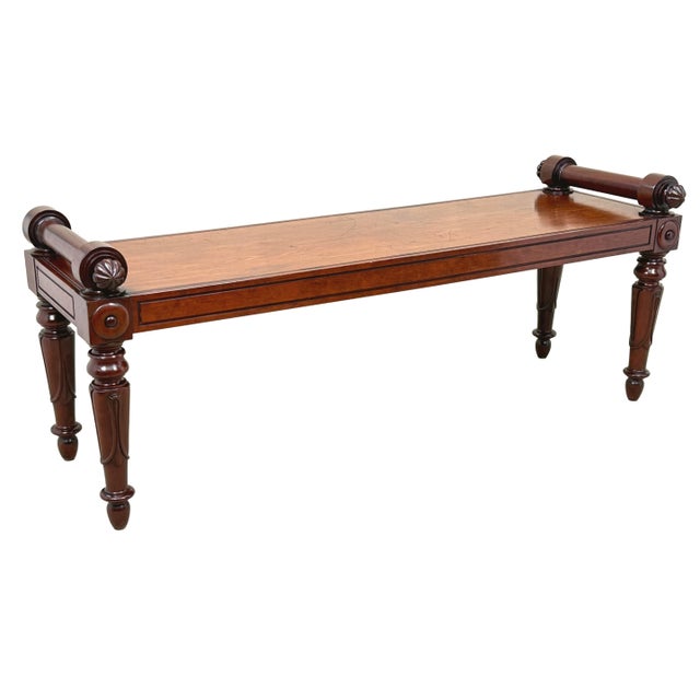 An Exceptional Quality Late Regency Period Mahogany Window Seat, Or Hall Bench, Retaining Superb Rich Colour And Patina...