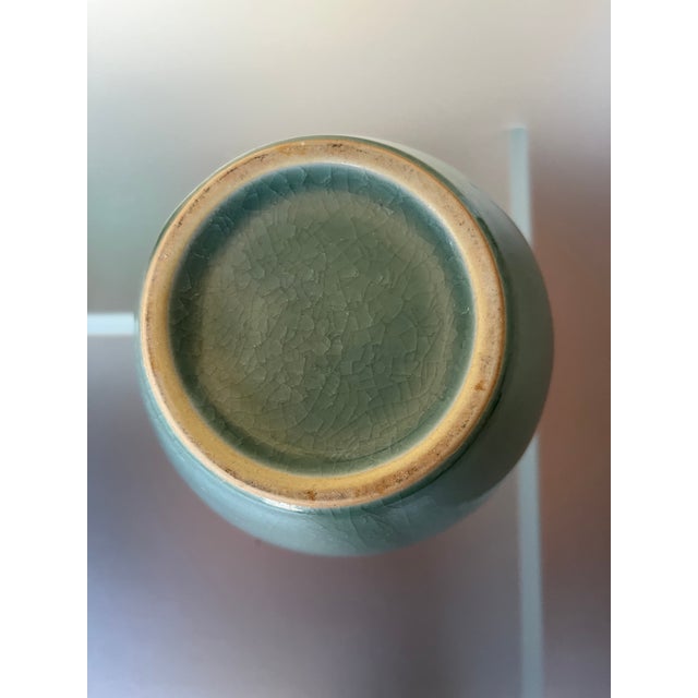 Dark Teal ‘Crazed’ Glazed Ceramic Planter For Sale In Monterey, CA - Image 6 of 6