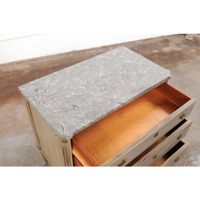 Gustavian (Swedish) Mid 20th Century Swedish Gustavian Style Chest W/ Gray Marble Top For Sale - Image 3 of 13