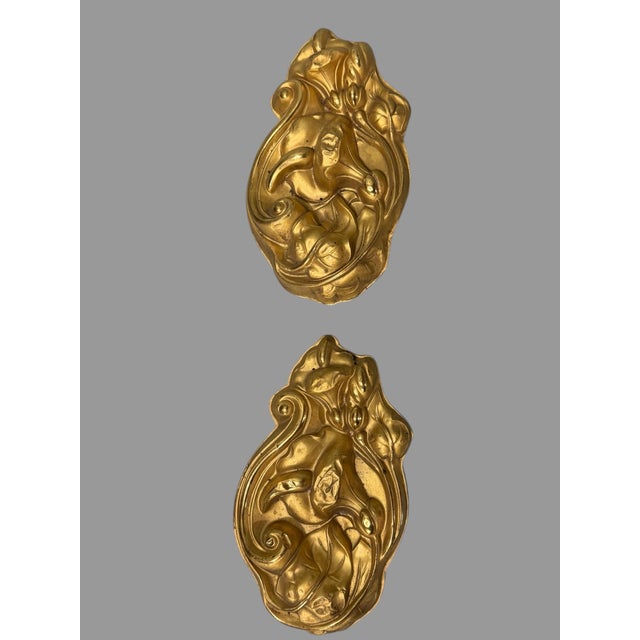 Set 6 Ornate Antique Victorian Pressed Brass Floral Decorated Curtain Tiebacks In good original estate fresh uncleaned...