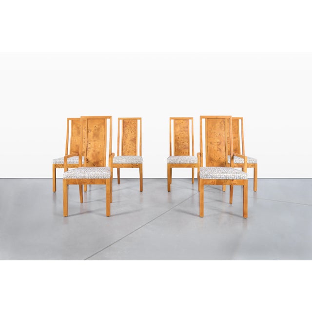 Mid-Century Modern Vintage Mappa Burl Wood Dining Chairs by Thomasville For Sale - Image 3 of 15