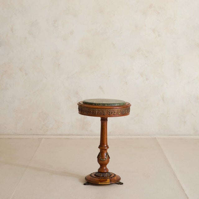 19th Century Antique French Napoleon III Guéridon Side Table with Green Marble Top For Sale - Image 5 of 9