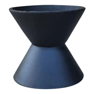 1960s Mid Century Modern Black USA Ceramic Double Coned Planter