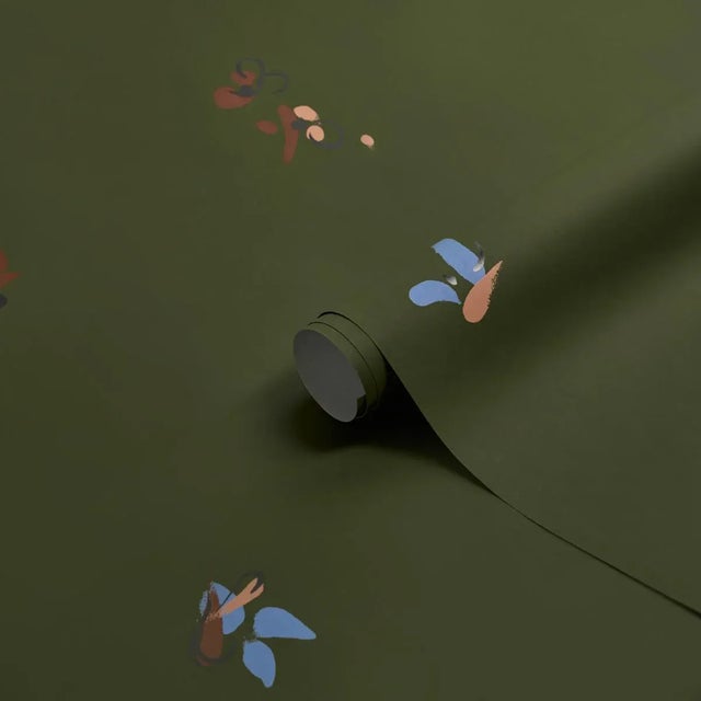Schumacher Schumacher x Backdrop La Belle Wallpaper In Olive For Sale - Image 4 of 4