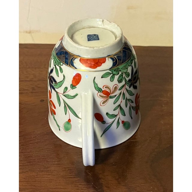 Green Antique 18th Century Georgian Worcester Porcelain First Period Imari Coffee Cup in the Kempthorne Pattern, Circa 1768 For Sale - Image 8 of 15