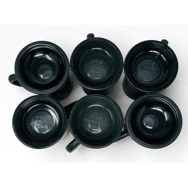 1960s the Playboy Club Matte Black & Gold Glass Beer Steins - Set of 6 For Sale - Image 11 of 12