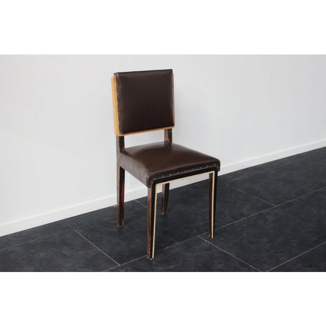 Wood Art Deco Style Italian Maple & Zebrawood Dining Chair, 1940s For Sale - Image 7 of 15