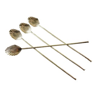 Mexican Sterling Silver Highball or Iced Tea Sipping – Stirring Straws, Set of 4 For Sale