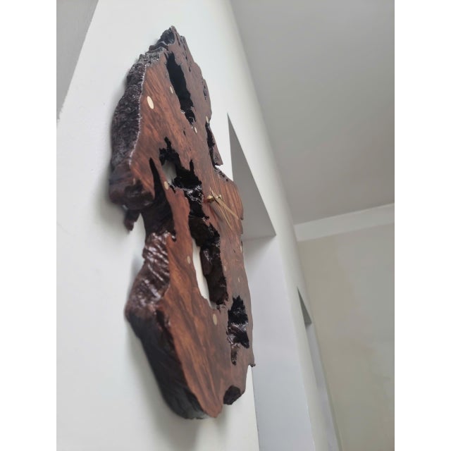 One-of-a-Kind Handcrafted Driftwood Wall Clock – Functional Natural Wood Wall Sculpture For Sale - Image 6 of 17