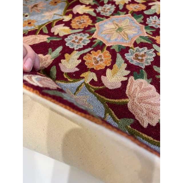 1990s Floral Embroidered Pillow Covers- a Pair For Sale - Image 4 of 6