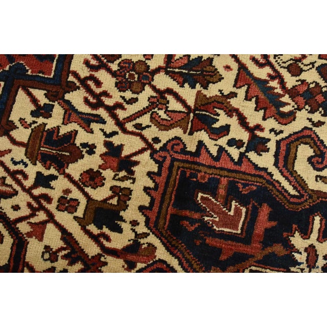 Heriz Rug 9’9” X 13’2” Red Wool Vintage Traditional Hand-Knotted Carpet For Sale - Image 4 of 15