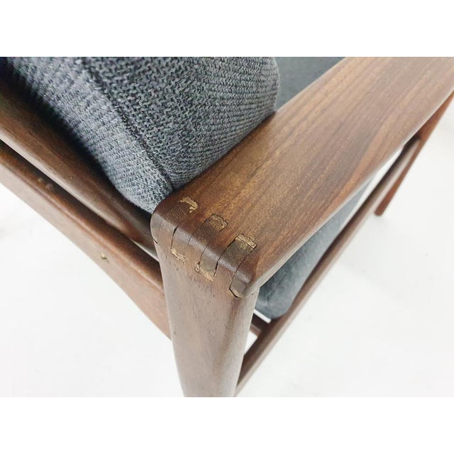 Brown Teak Lounge Chair attributed to Illum Wikkelso Model Ek for Niels Eilersen, Denmark, 1960s For Sale - Image 8 of 9