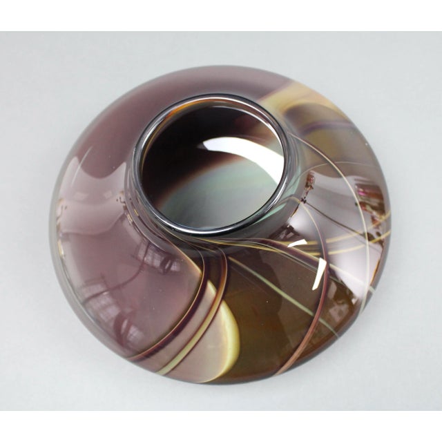 Stephen Jon Clements 1983 Signed Hand Blown Art Glass Vase Vessel For Sale - Image 4 of 10