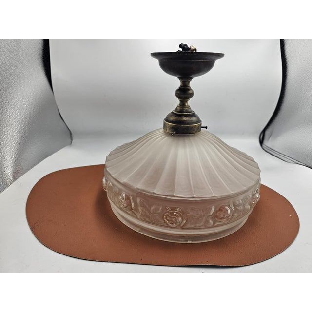 1920s Vintage Art Deco Brass Ceiling Lamp, 1920s For Sale - Image 5 of 7