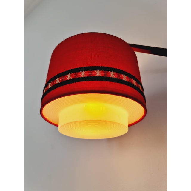 Red Danish Teak Wall Lamp by Aro Leuchte, 1960s For Sale - Image 8 of 11