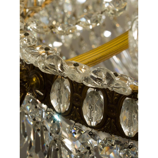 Gold Large Empire Style Oval Crystal 16-Light Hot Air Balloon Chandelier, 1940s For Sale - Image 8 of 18