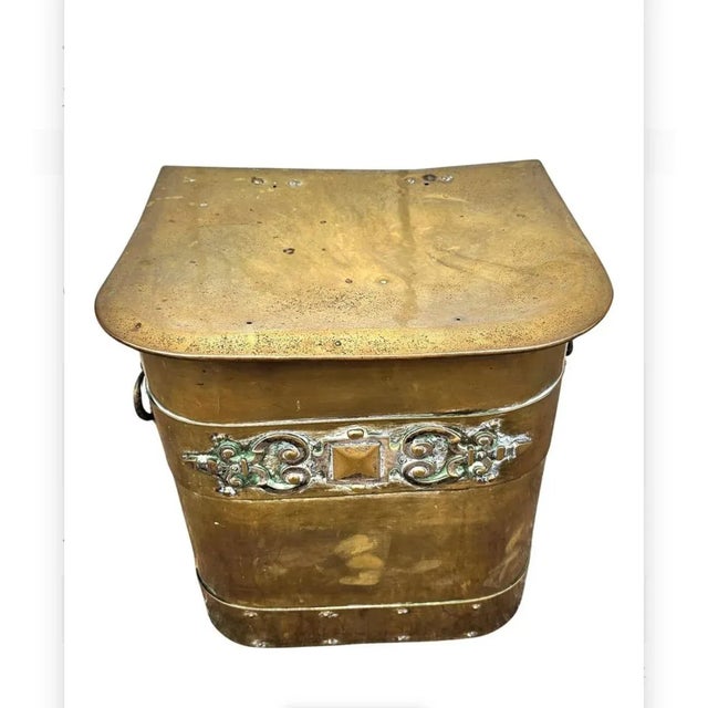 Early 20th Century Art Deco Brass Fireplace Fuel Bucket For Sale - Image 4 of 9