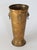 Vintage brass lion head umbrella stand/holder with intricate medallion. No makers mark. Overall age wear. Small dents,...