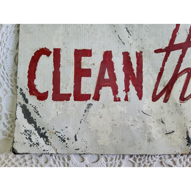 1970s Rustic Hand Painted Metal Sign, "Lend a Hand - Clean the Land' For Sale - Image 4 of 6
