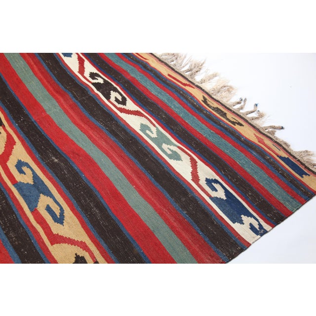 Red Antique Caucasian Handwoven Kazak Kilim Rug -5' 10'' X 7' 5'' For Sale - Image 8 of 14